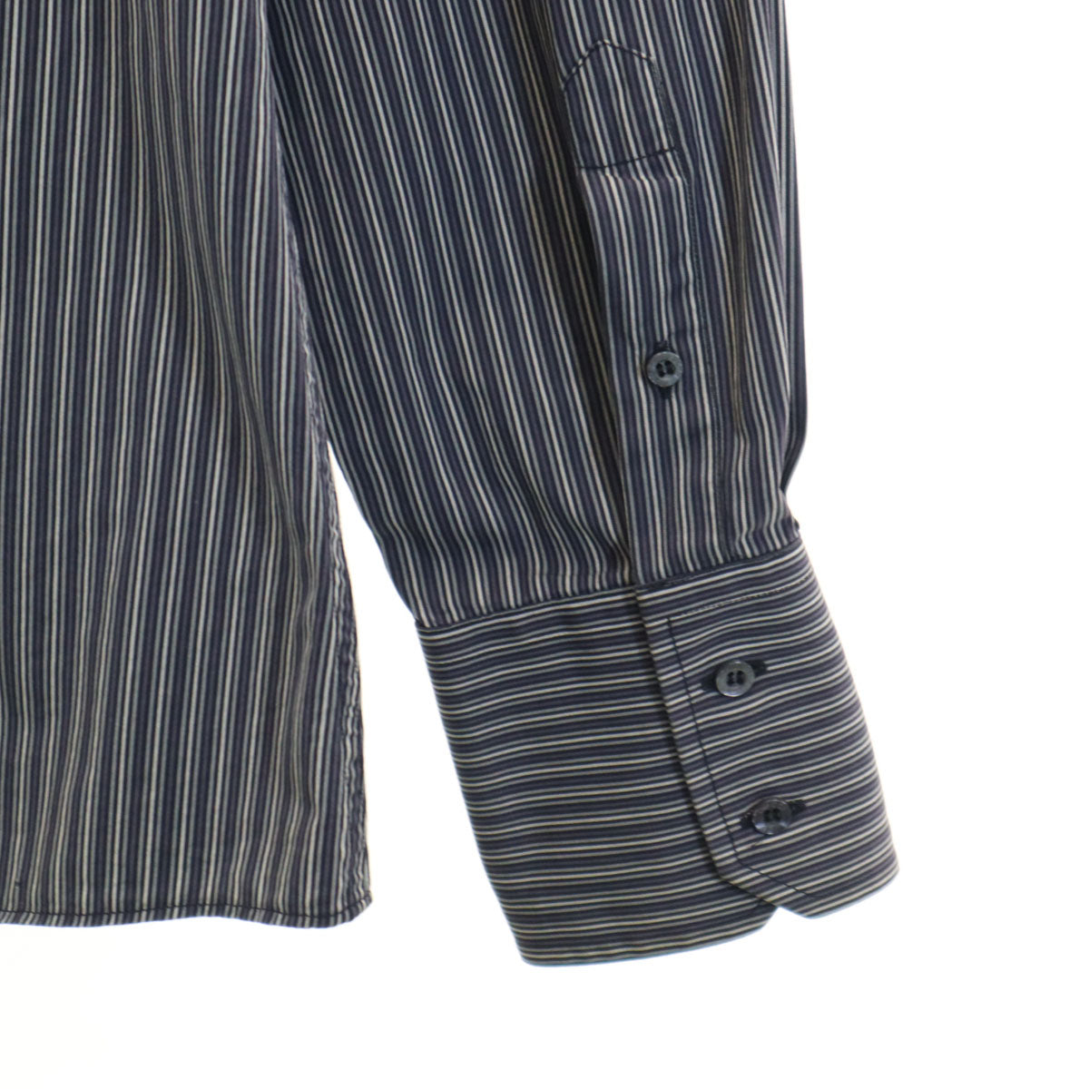 GUCCI グッチ イタリア製 ストライプ柄 長袖 コットンシャツ 43 ネイビー系 メンズ