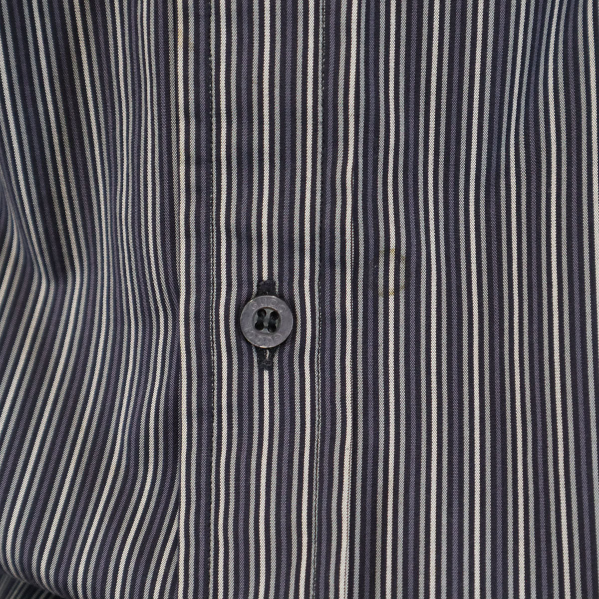 GUCCI グッチ イタリア製 ストライプ柄 長袖 コットンシャツ 43 ネイビー系 メンズ