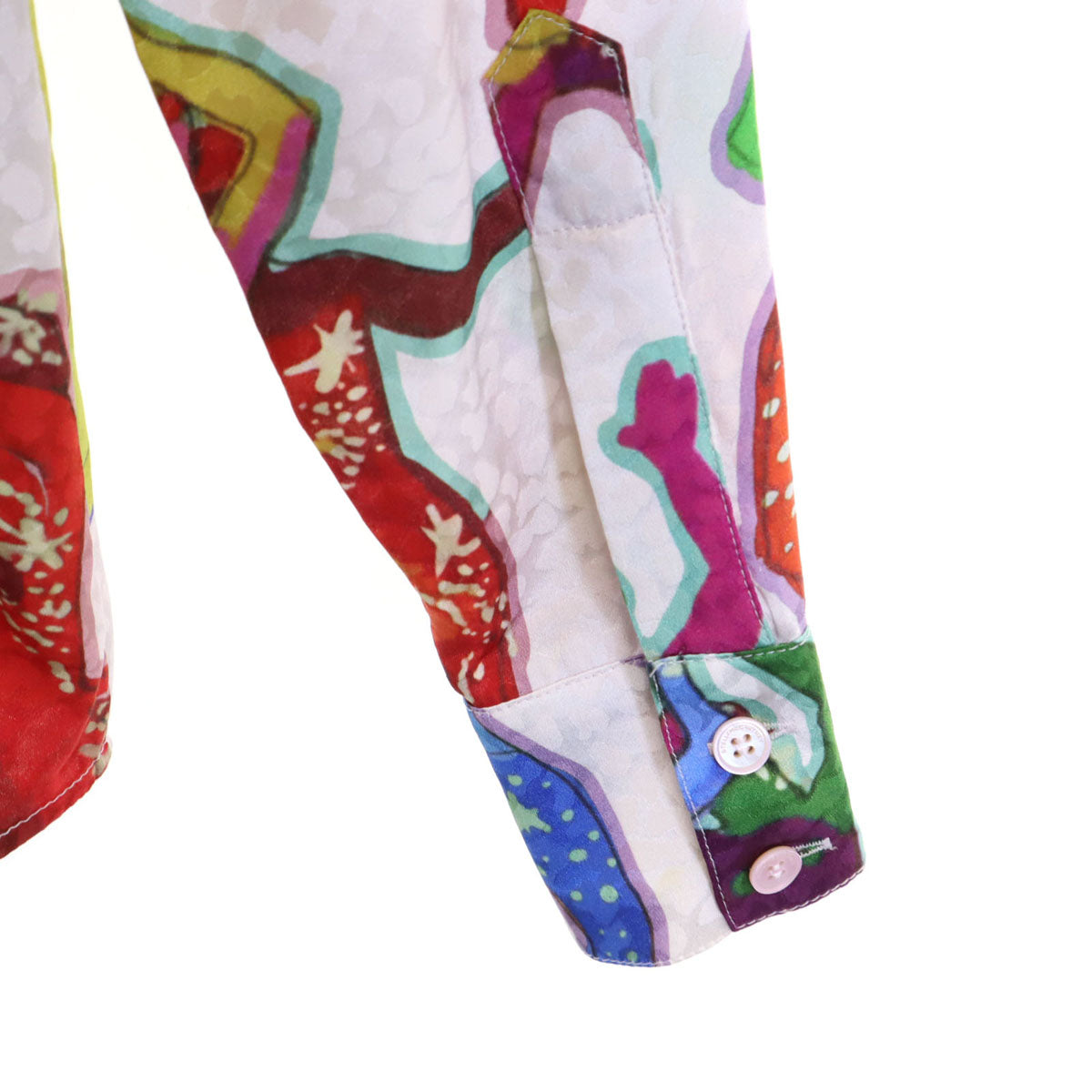 Stella McCartney ステラマッカートニー THE BEATLES ビートルズ コラボ シルク 映画 イエロー サブマリン 長袖 シャツ 34 ピンクホワイト系 レディース