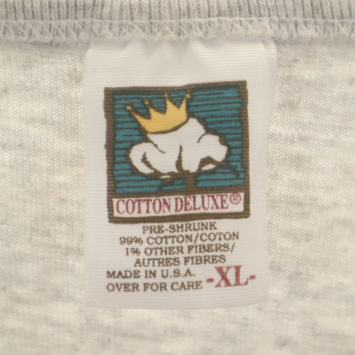 COTTON DELUXE コットンデラックス 90s USA製 オールド 半袖 ヘンリーネック Tシャツ XL グレー シングルステッチ メンズ