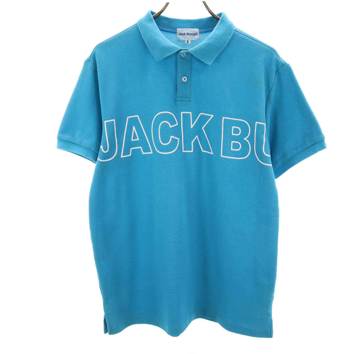 Jack Bunny!! ジャックバニー ゴルフ 半袖 ポロシャツ 6 ブルー系 鹿の子 メンズ