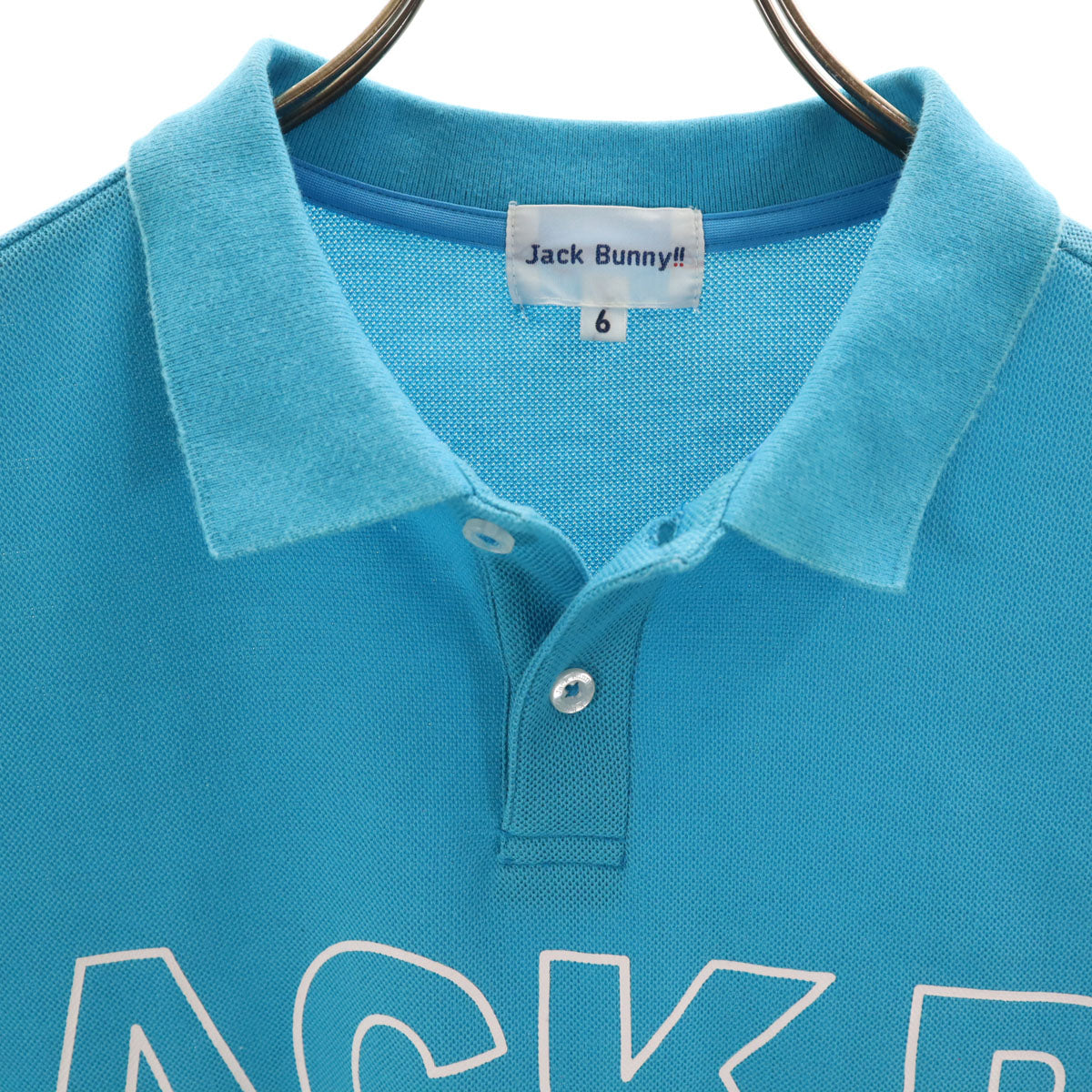 Jack Bunny!! ジャックバニー ゴルフ 半袖 ポロシャツ 6 ブルー系 鹿の子 メンズ