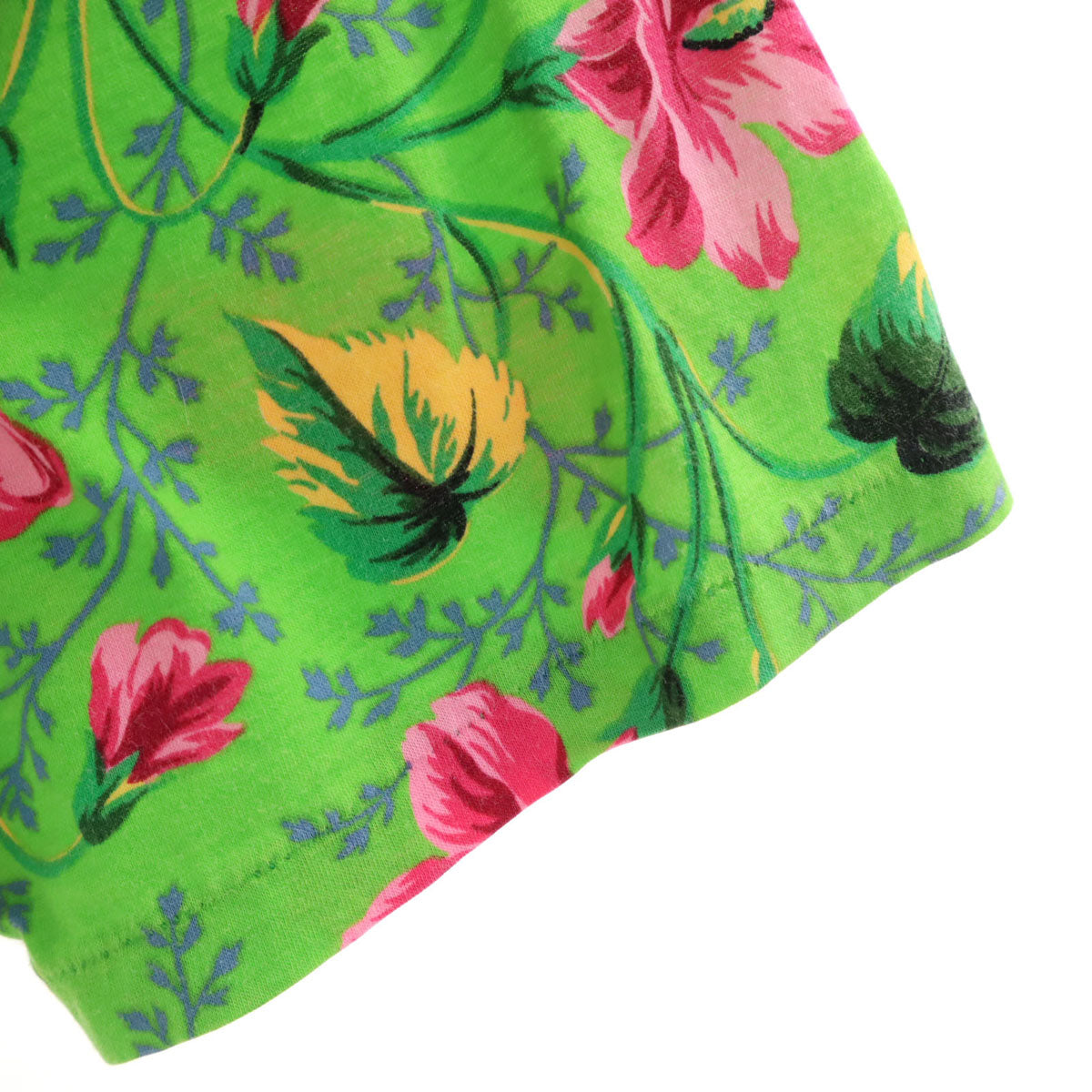 KENZO ケンゾー 90s 日本製 オールド 花柄 プリント 半袖 ボートネック Tシャツ M グリーン レディース