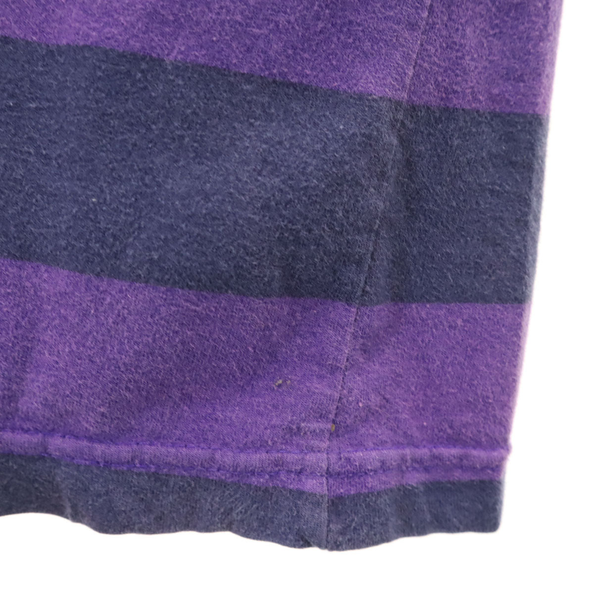 Disney ディズニー originals ミッキーマウス オールド ボーダー 半袖 ヘンリーネック Tシャツ S/M パープル×ネイビー メンズ