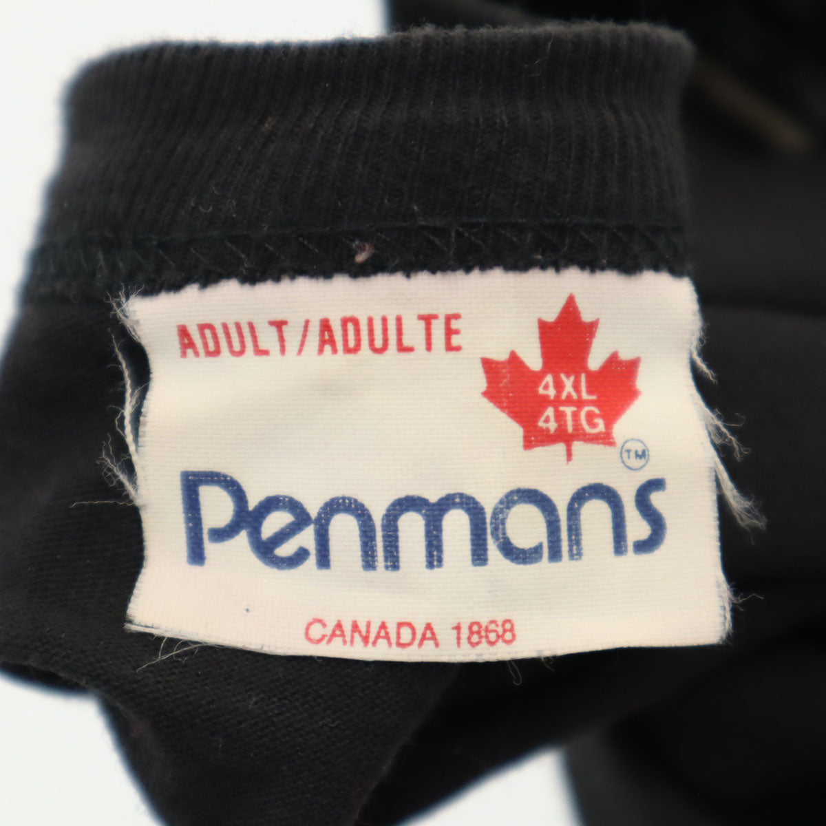 penmans ペンマンズ 90s オールド カナダ製 半袖 Tシャツ 4XL ブラック系 シングルステッチ ビッグサイズ メンズ