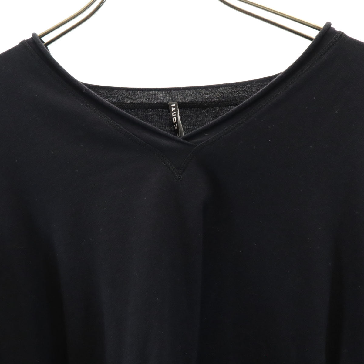 LIVIANA CONTI リビアナコンティ イタリア製 半袖 Vネック スリット カットソー XS ブラック レディース