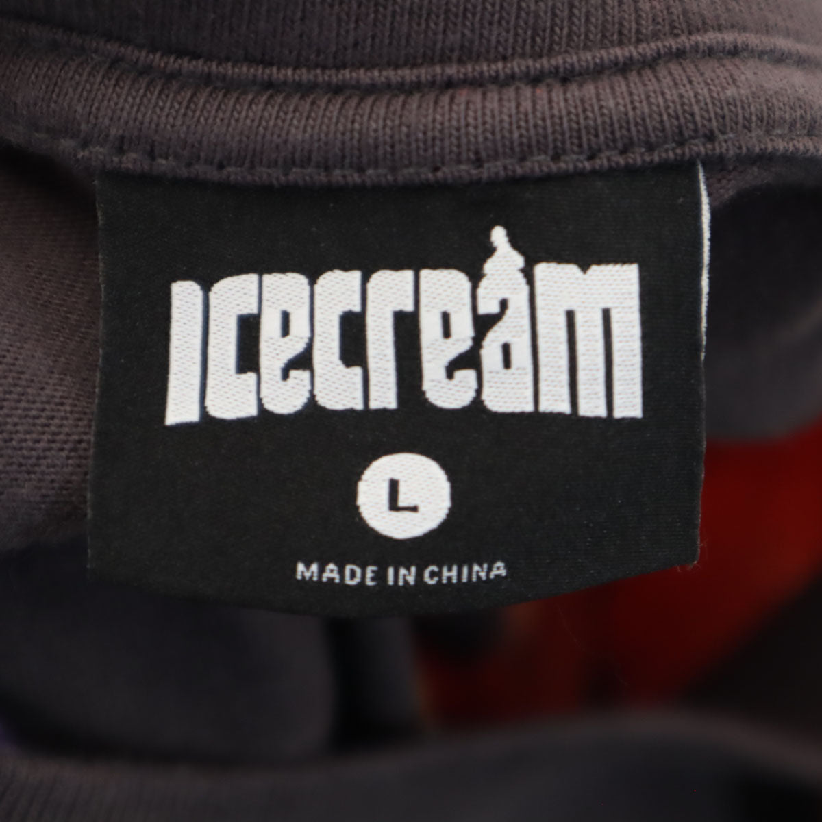 ICE CREAM アイスクリーム バックロゴ 半袖 染め加工 ディッパー Tシャツ L チャコールブラウン 花刺繍 メンズ