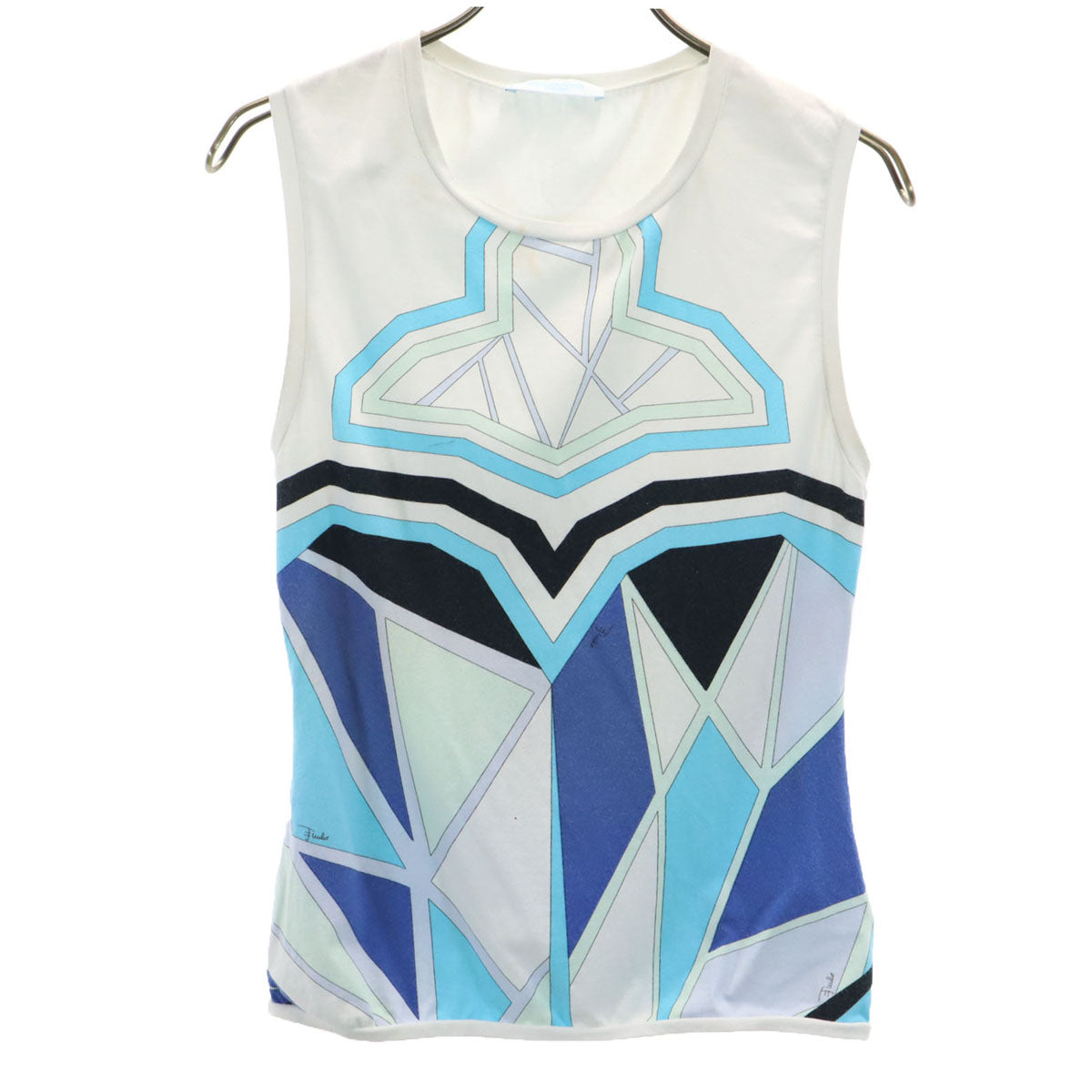 Emilio Pucci エミリオプッチ イタリア製 総柄 タンクトップ XS ホワイト レディース