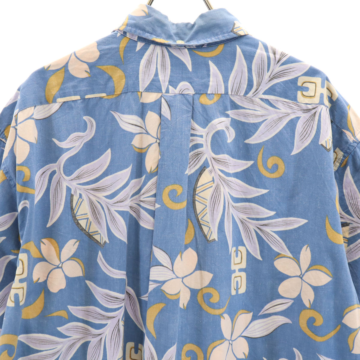 reyn spooner レインスプーナー 90s オールド 花柄 リバースプリント 半袖 ボタンダウン アロハシャツ XXL ブルー系 プルオーバー ビッグサイズ メンズ