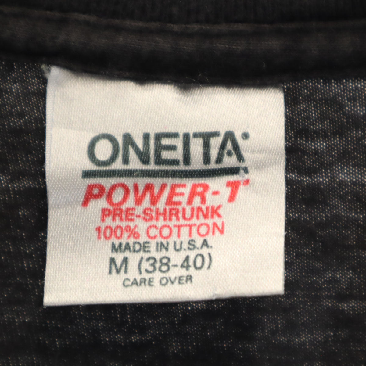 ONEITA オニータ 90s USA製 オールド バックプリント NMT 半袖 Tシャツ M ブラック POWER-T シングルステッチ メンズ