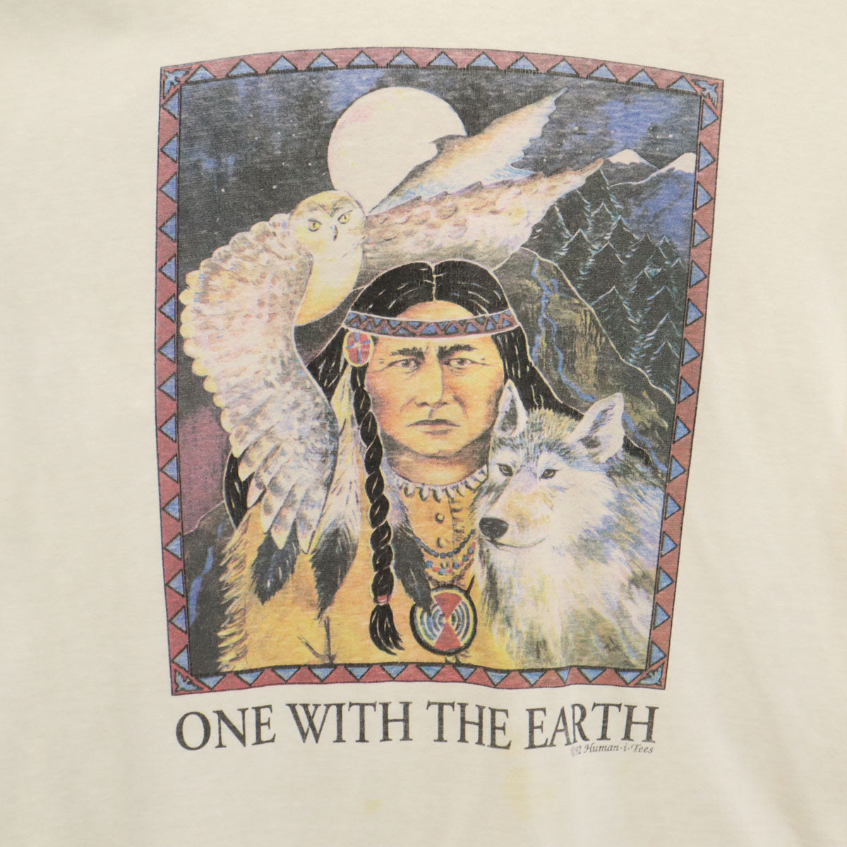 ECO SPORT エコスポーツ 90s オールド インディアン プリント 半袖 Tシャツ XL ホワイト シングルステッチ メンズ