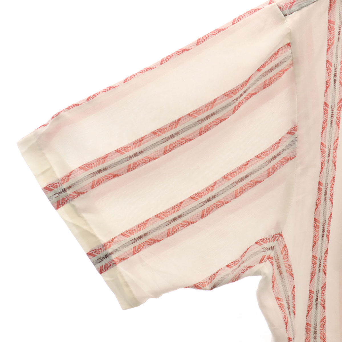 70s 80s ヴィンテージ 蝶ストライプ柄 5分袖 シャツ 17 1/2 ホワイト メンズ