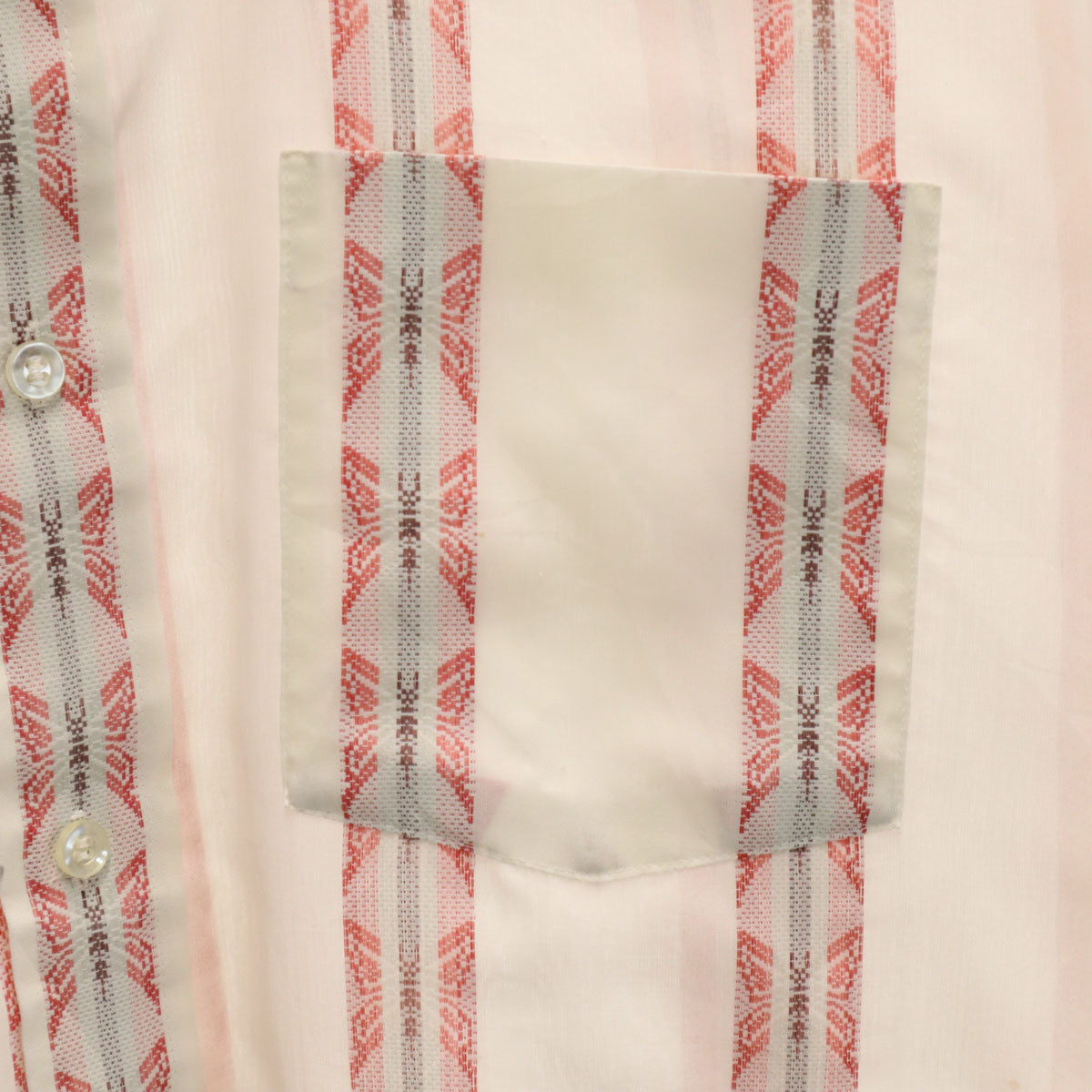 70s 80s ヴィンテージ 蝶ストライプ柄 5分袖 シャツ 17 1/2 ホワイト メンズ