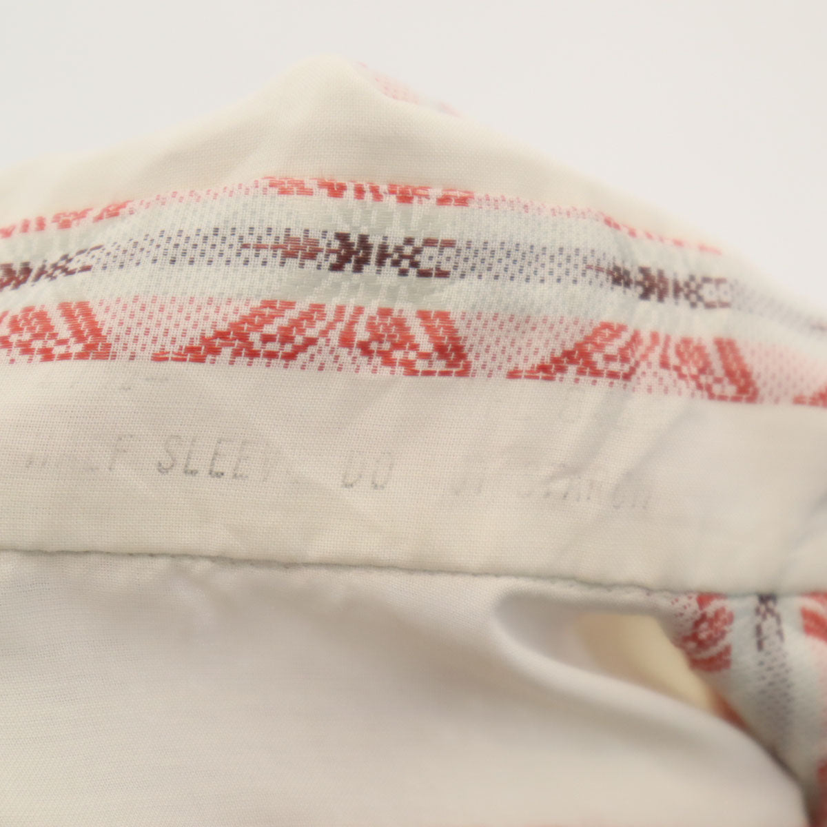 70s 80s ヴィンテージ 蝶ストライプ柄 5分袖 シャツ 17 1/2 ホワイト メンズ