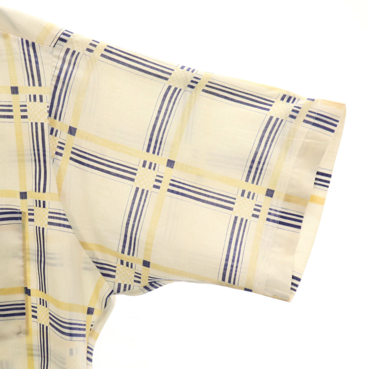 VAN HEUSEN ヴァンヒューゼン 70s ヴィンテージ チェック柄 半袖 シャツ アイボリー メンズ