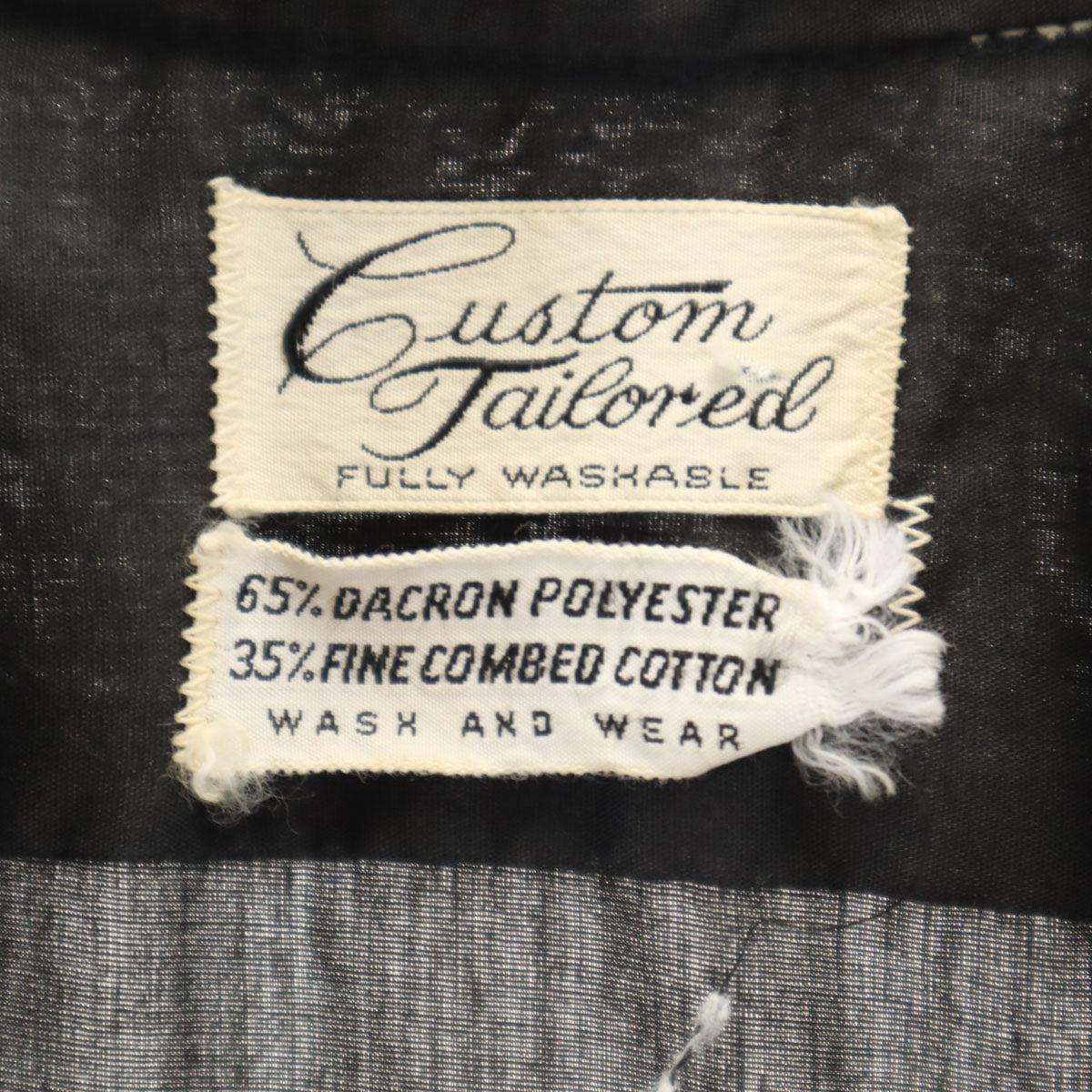 CUSTOM TAILORED カスタムテーラード 70s 80s ヴィンテージ 半袖 シャツ チャコール 比翼 メンズ