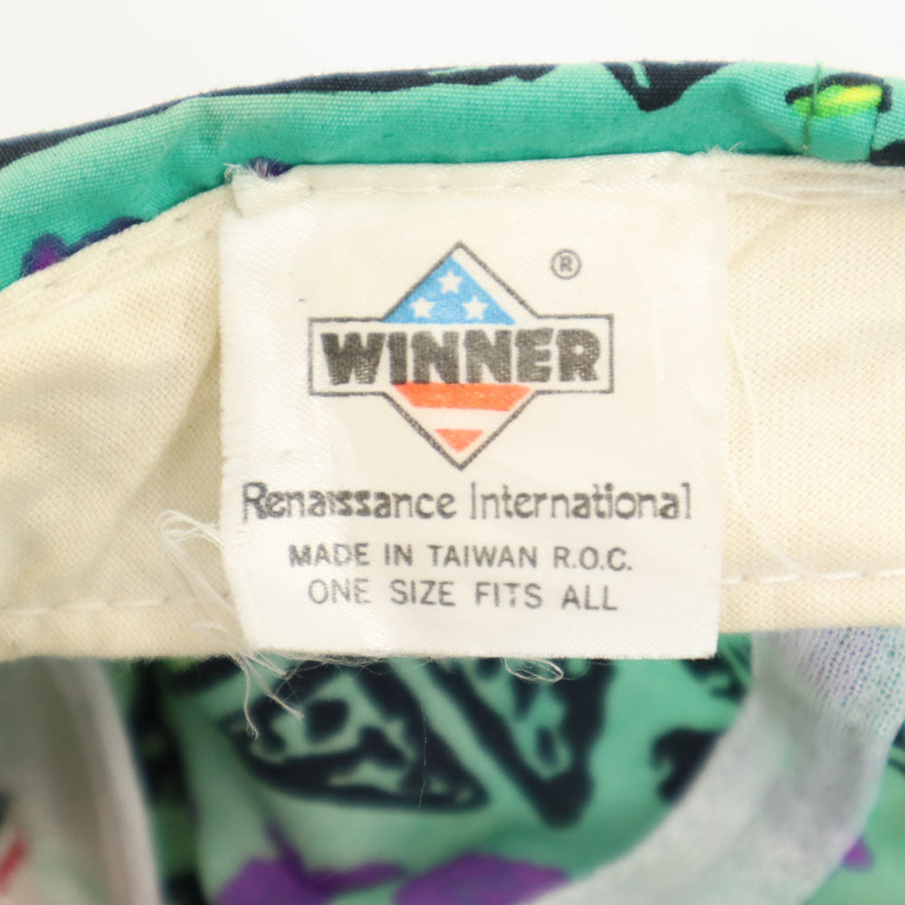 ウィナー 90s 総柄 キャップ  ミント系 スナップバック 帽子 オールド メンズ