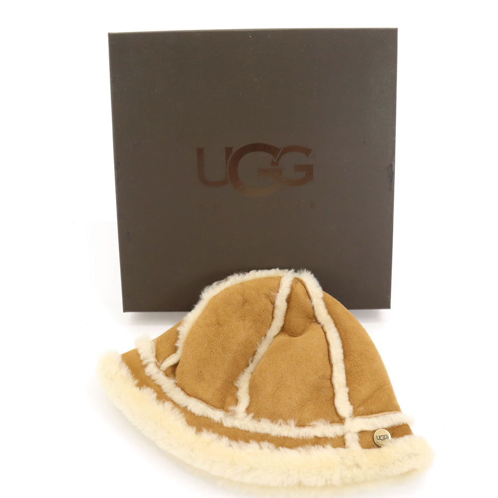 アグ シープスキン ハット  ブラウン系 UGG もこもこ 箱付き レディース