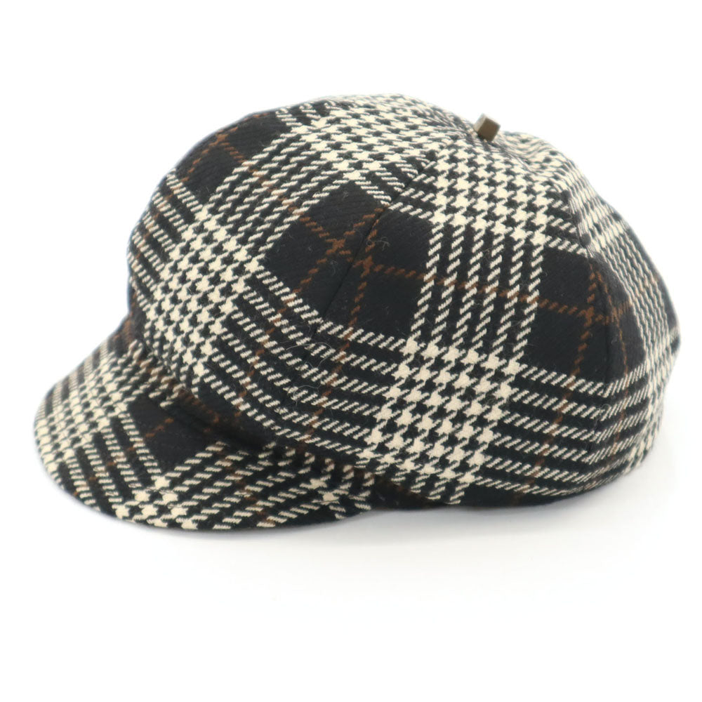 Borsalino ボルサリーノ イタリア製 ウール 千鳥格子 キャスケット  ブラック系 レディース