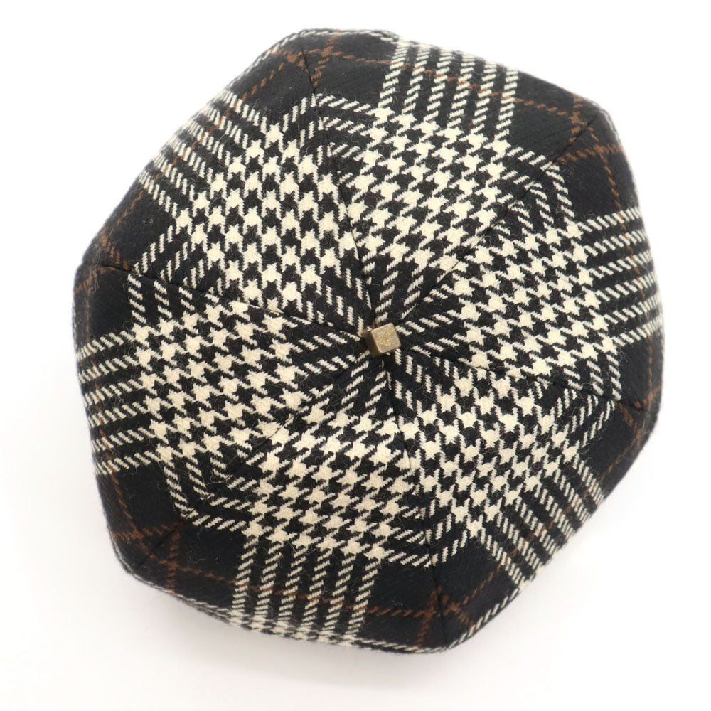 Borsalino ボルサリーノ イタリア製 ウール 千鳥格子 キャスケット  ブラック系 レディース