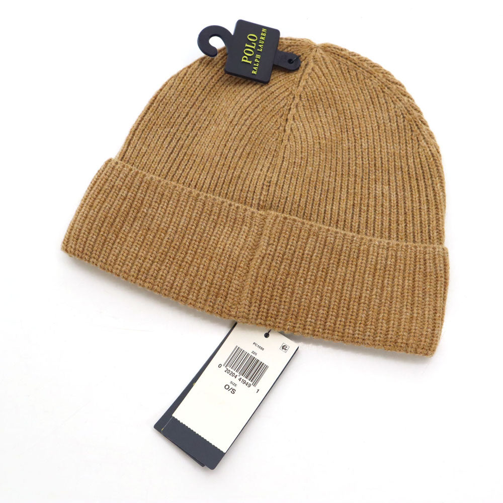 未使用 ポロラルフローレン ウールブレンド ポロベアー ダブルワッチビーニー ニットキャップ  ベージュ系 POLO RALPH LAUREN タグ付き メンズ