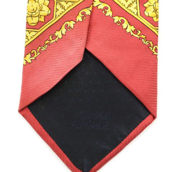 Gianni Versace ジャンニヴェルサーチ イタリア製 ワイド シルク 総柄 ネクタイ  レッド メンズ