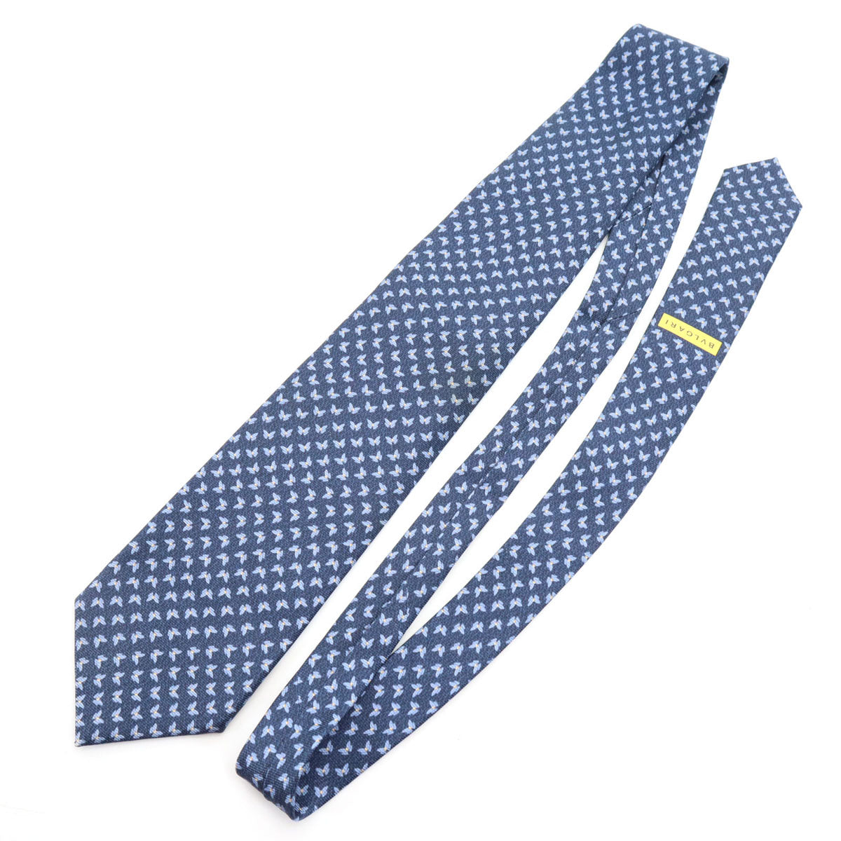 BVLGARI ブルガリ イタリア製 シルク 蝶々柄 ネクタイ ネイビー メンズ