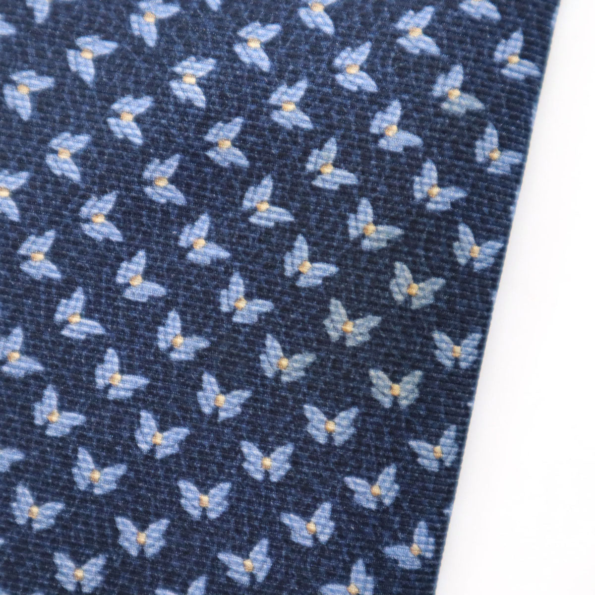 BVLGARI ブルガリ イタリア製 シルク 蝶々柄 ネクタイ ネイビー メンズ