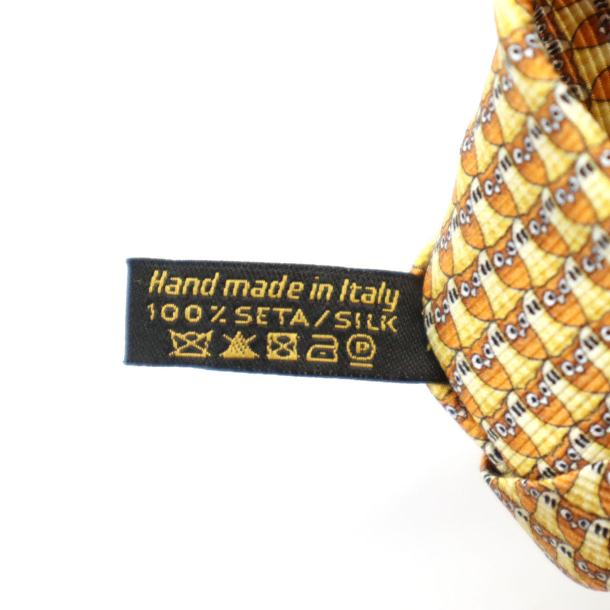 BVLGARI ブルガリ イタリア製 シルク フクロウ柄 ネクタイ イエロー系 メンズ