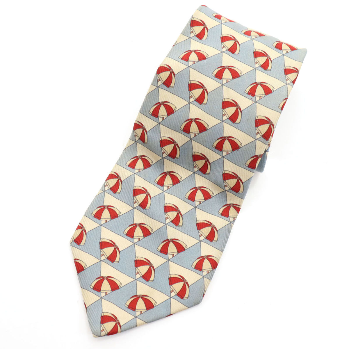 Burberrys バーバリーズ 90s オールド イタリア製 シルク パラソル柄 ネクタイ 水色系 メンズ