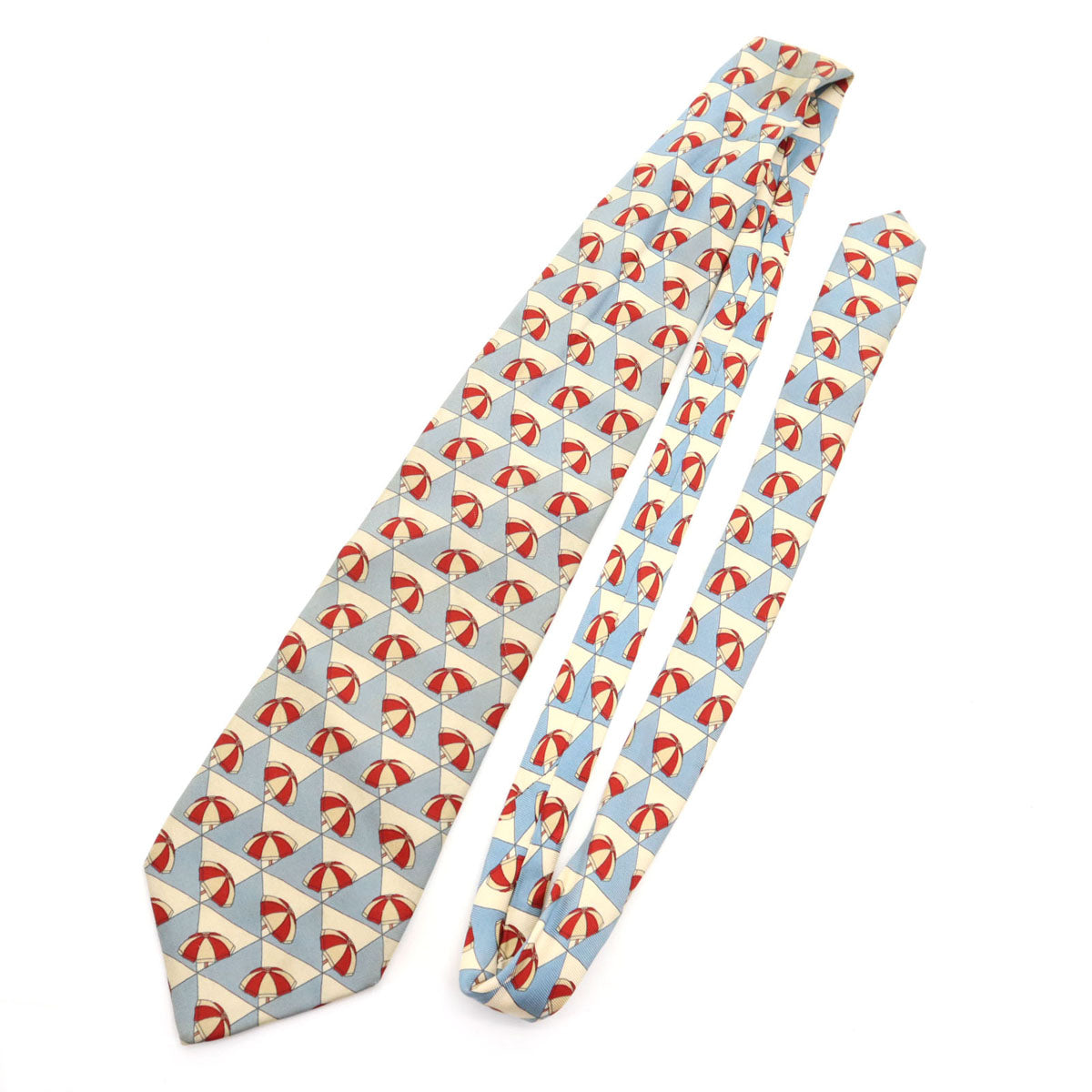 Burberrys バーバリーズ 90s オールド イタリア製 シルク パラソル柄 ネクタイ 水色系 メンズ