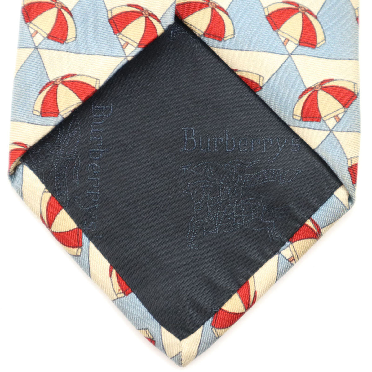 Burberrys バーバリーズ 90s オールド イタリア製 シルク パラソル柄 ネクタイ 水色系 メンズ