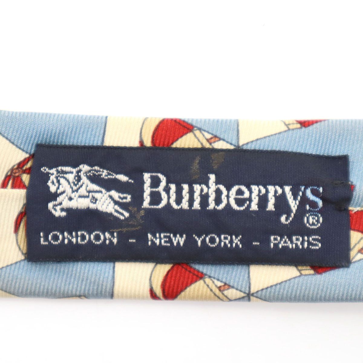 Burberrys バーバリーズ 90s オールド イタリア製 シルク パラソル柄 ネクタイ 水色系 メンズ