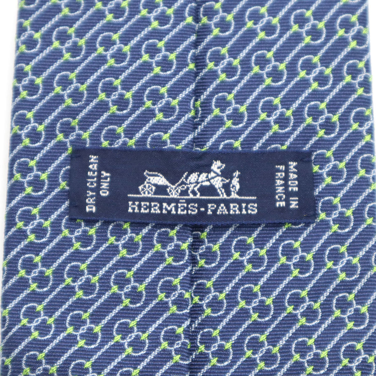 HERMES エルメス フランス製 シルク 斜ストライプ柄 ネクタイ ネイビー メンズ