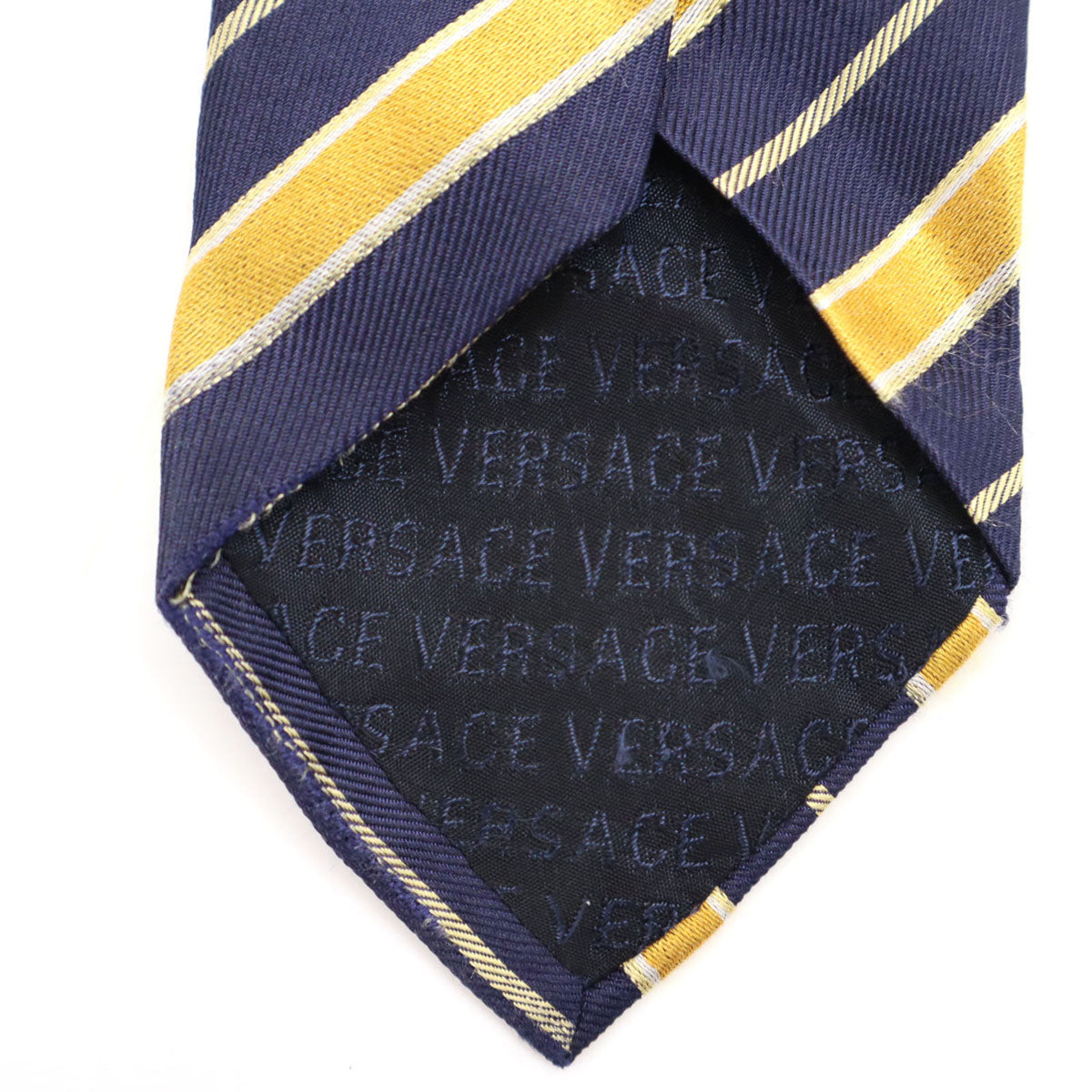 VERSACE ヴェルサーチ イタリア製 シルク 斜ストライプ柄 ネクタイ ネイビー メンズ