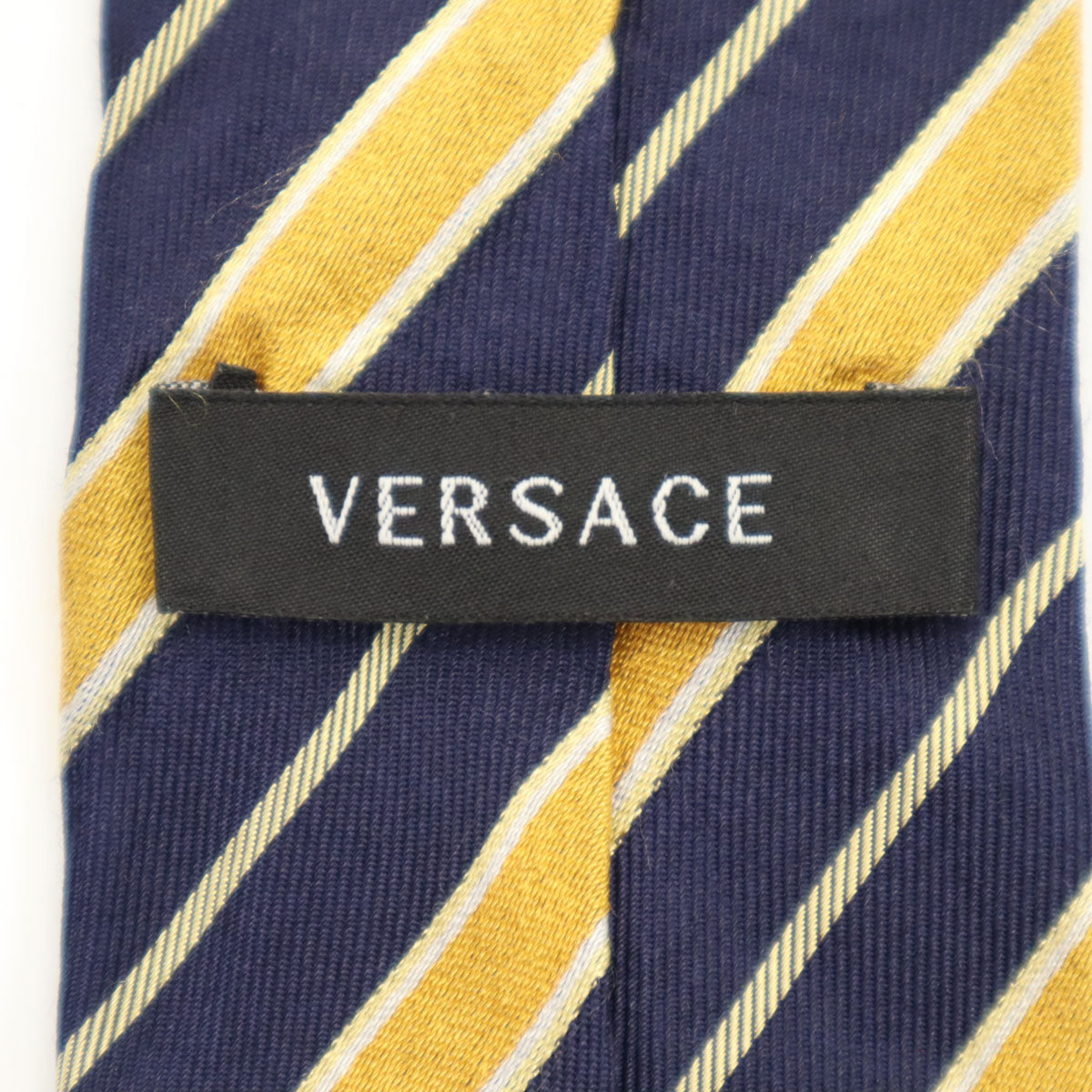 VERSACE ヴェルサーチ イタリア製 シルク 斜ストライプ柄 ネクタイ ネイビー メンズ