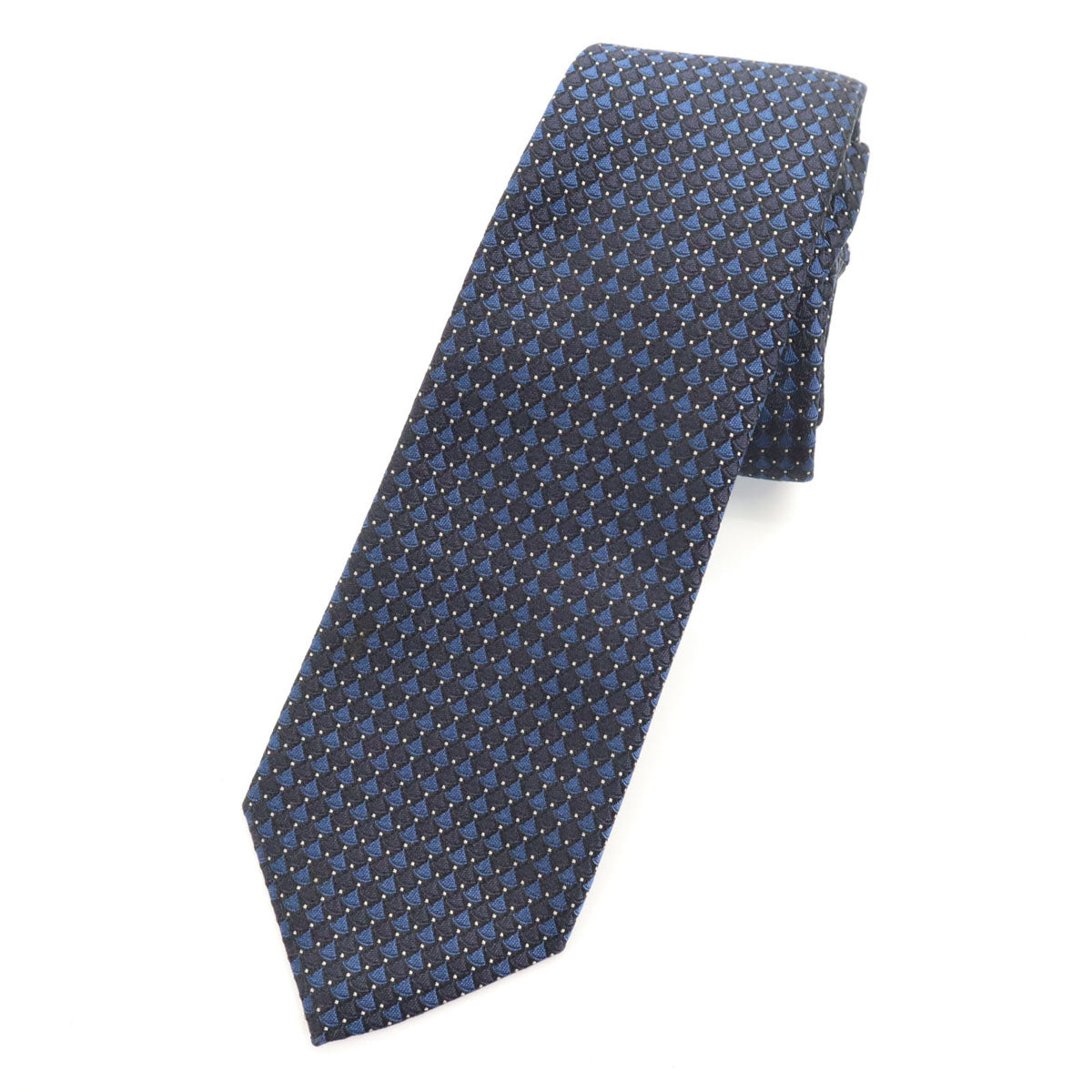 BVLGARI ブルガリ イタリア製 シルク 総柄 ネクタイ ネイビー メンズ