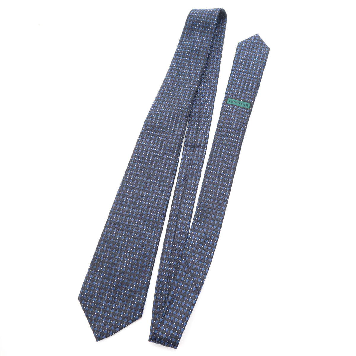 BVLGARI ブルガリ イタリア製 シルク 総柄 ネクタイ ネイビー メンズ