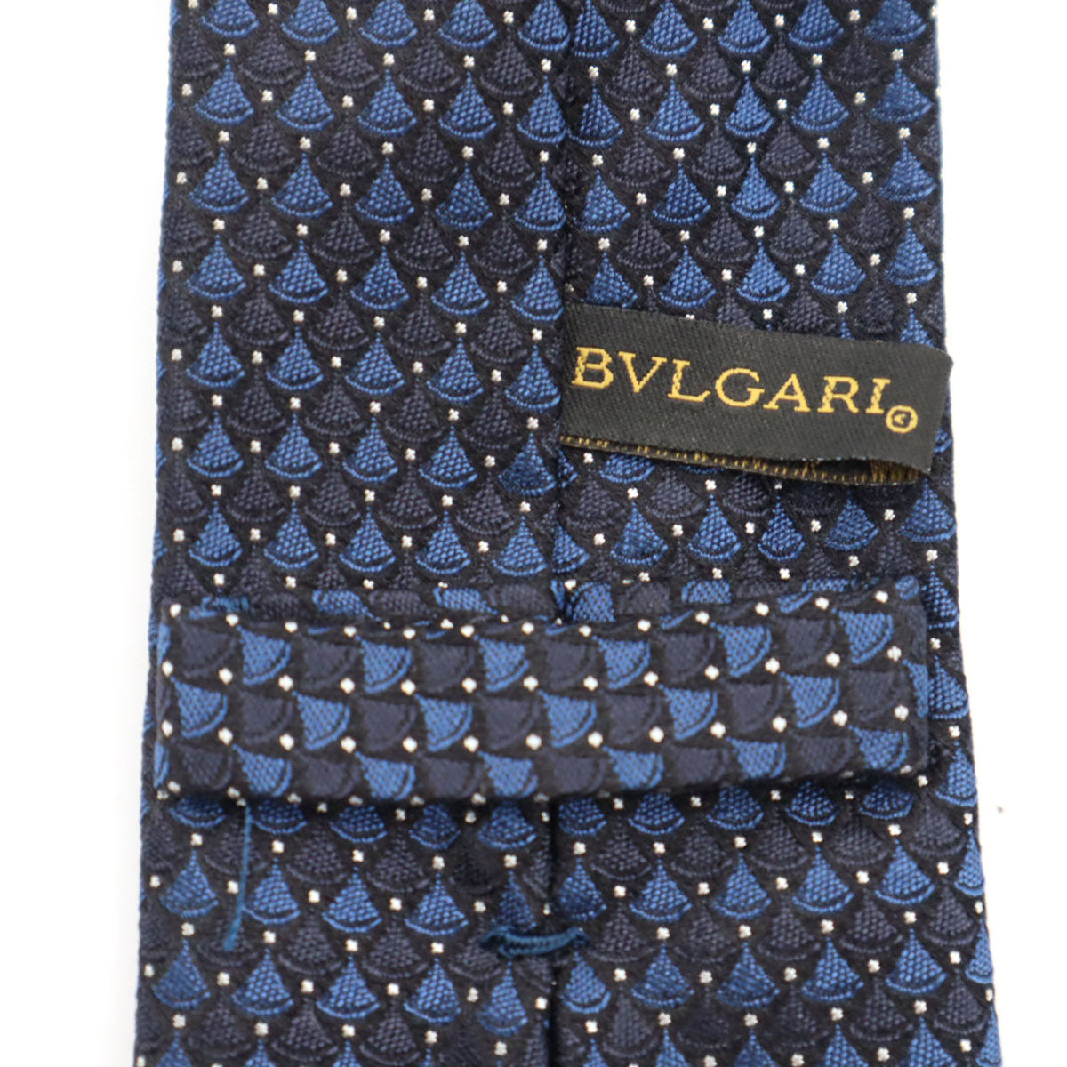 BVLGARI ブルガリ イタリア製 シルク 総柄 ネクタイ ネイビー メンズ
