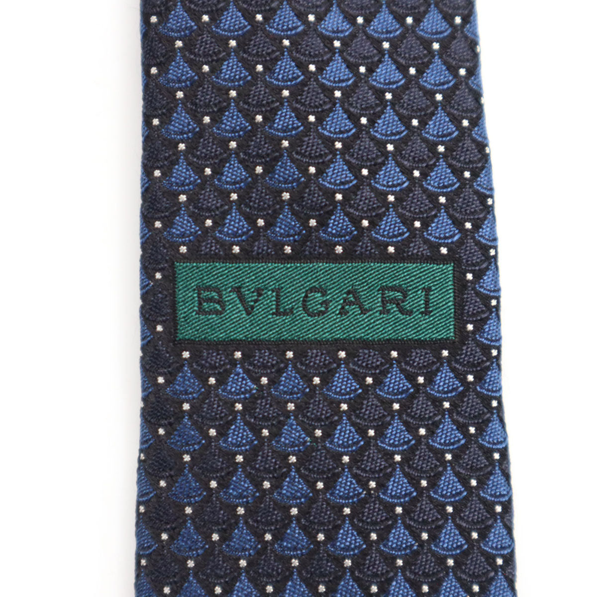 BVLGARI ブルガリ イタリア製 シルク 総柄 ネクタイ ネイビー メンズ