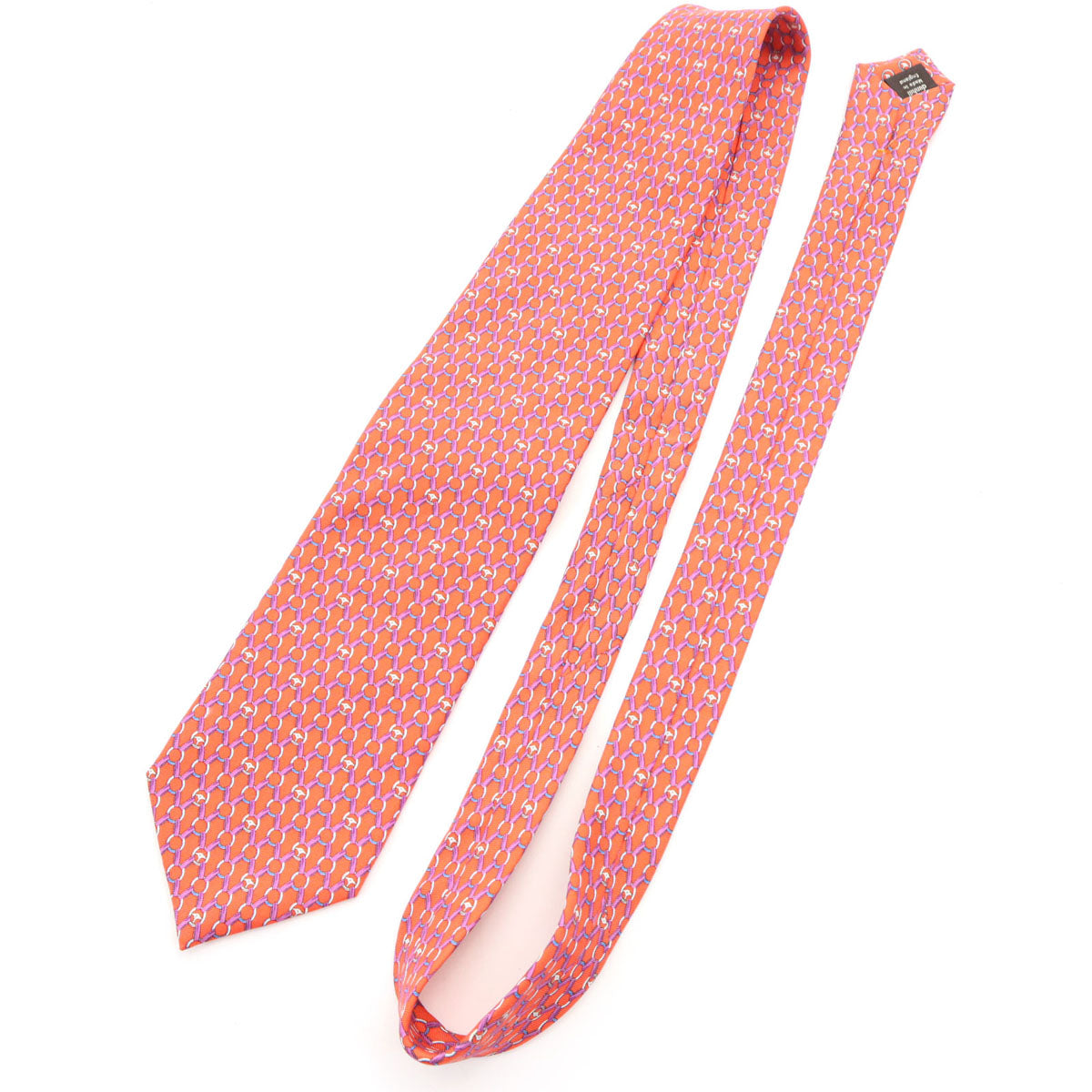 Dunhill ダンヒル イングランド製 シルク 総柄 ネクタイ オレンジ メンズ