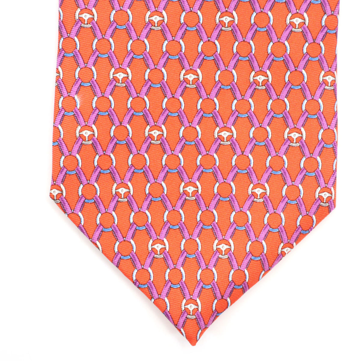 Dunhill ダンヒル イングランド製 シルク 総柄 ネクタイ オレンジ メンズ