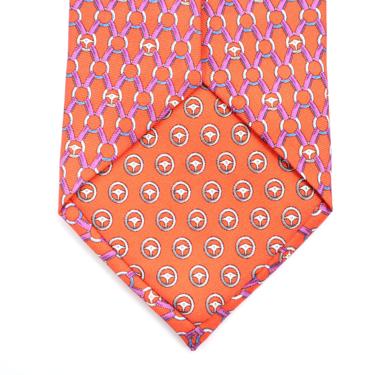 Dunhill ダンヒル イングランド製 シルク 総柄 ネクタイ オレンジ メンズ