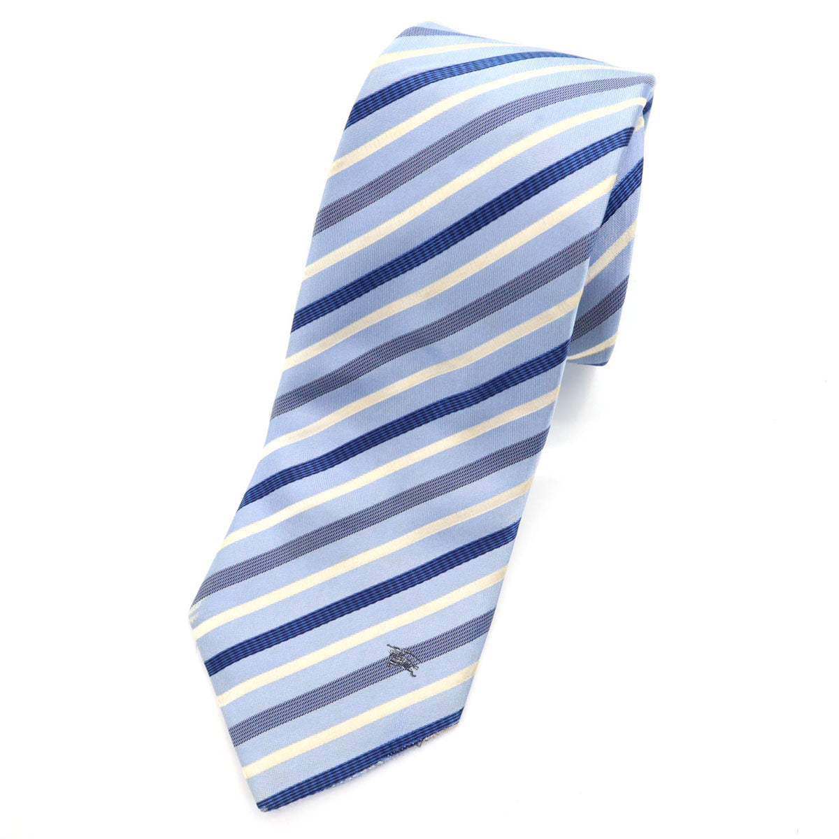 BURBERRY BLACK LABEL バーバリーブラックレーベル 日本製 シルク 斜ストライプ柄 ネクタイ ブルー系 三陽商会 メンズ