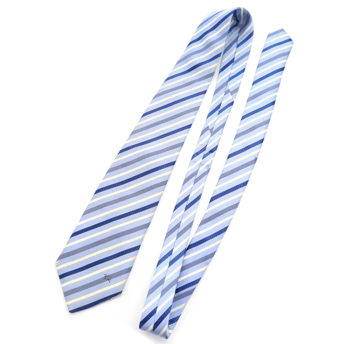 BURBERRY BLACK LABEL バーバリーブラックレーベル 日本製 シルク 斜ストライプ柄 ネクタイ ブルー系 三陽商会 メンズ