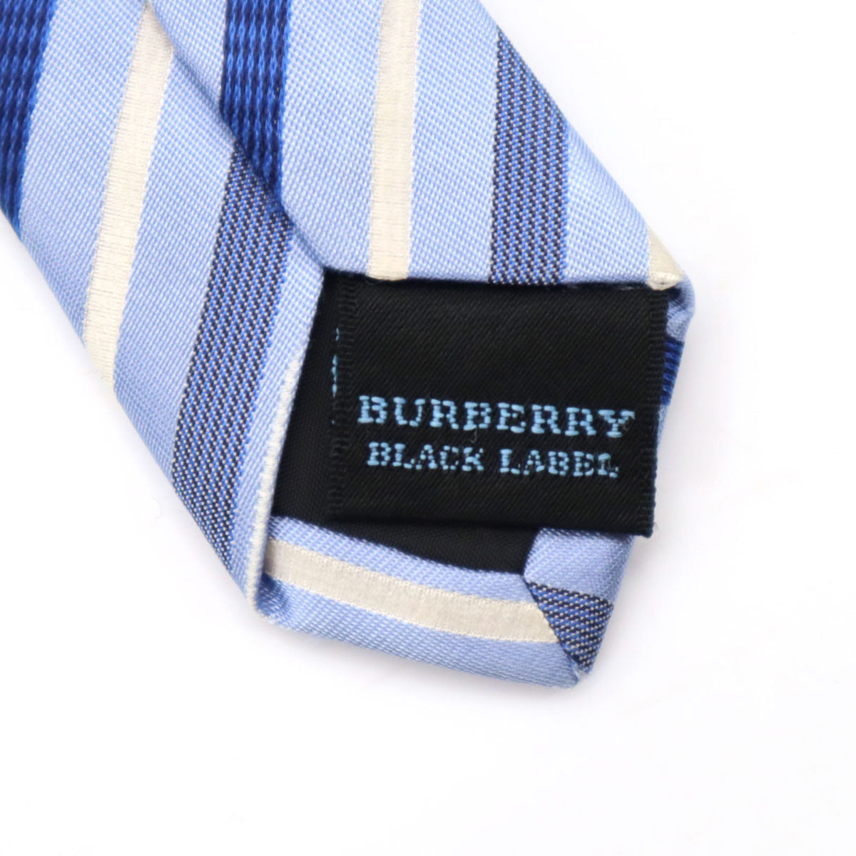 BURBERRY BLACK LABEL バーバリーブラックレーベル 日本製 シルク 斜ストライプ柄 ネクタイ ブルー系 三陽商会 メンズ