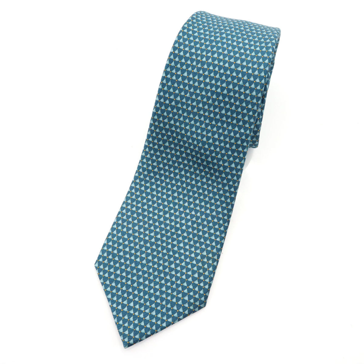 BVLGARI ブルガリ イタリア製 シルク 総柄 ネクタイ ブルー系 メンズ