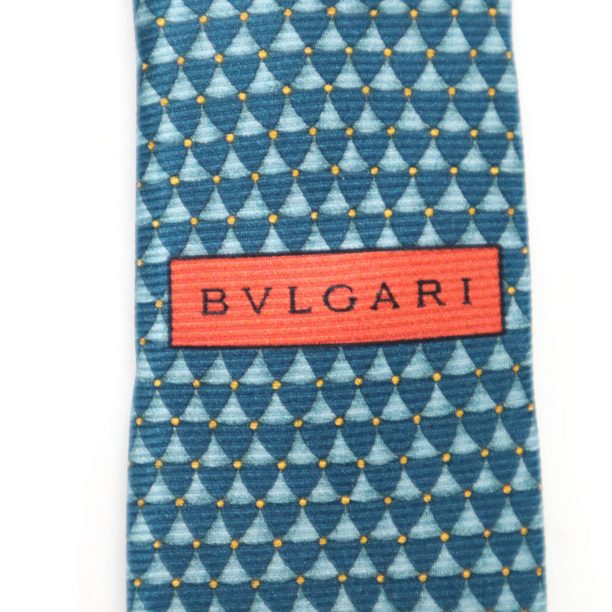 BVLGARI ブルガリ イタリア製 シルク 総柄 ネクタイ ブルー系 メンズ