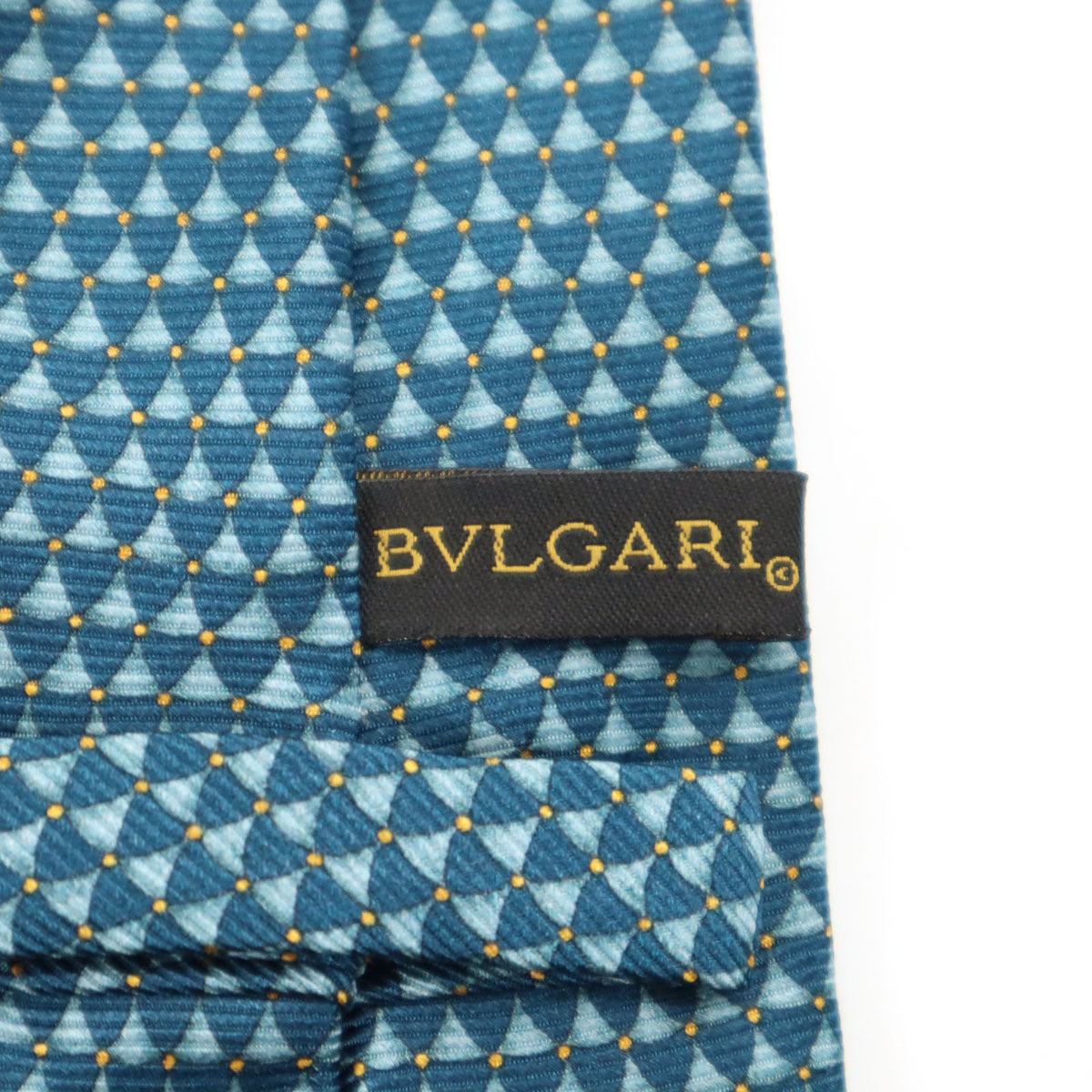 BVLGARI ブルガリ イタリア製 シルク 総柄 ネクタイ ブルー系 メンズ