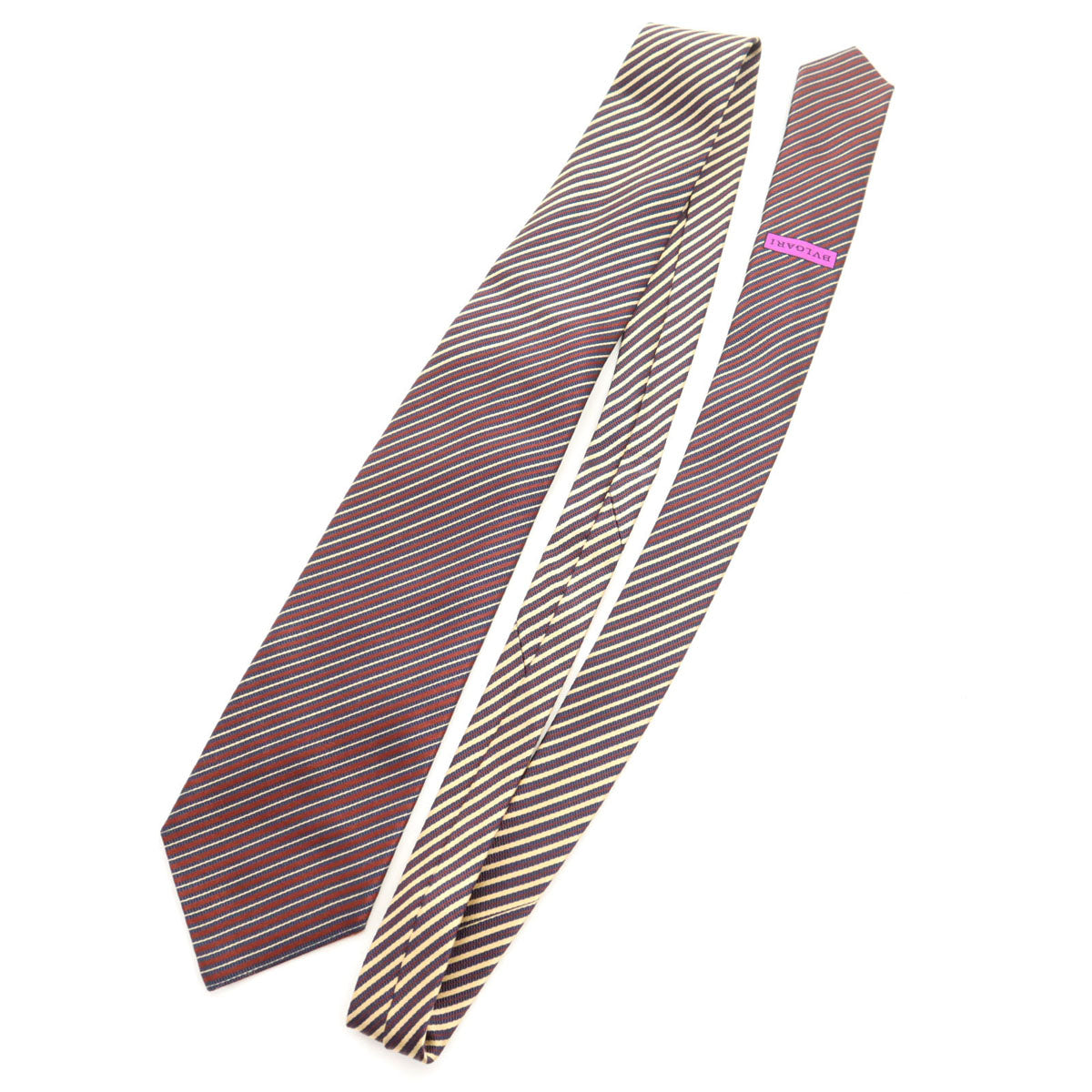 BVLGARI ブルガリ イタリア製 シルク 斜ストライプ柄 ネクタイ ボルドー メンズ